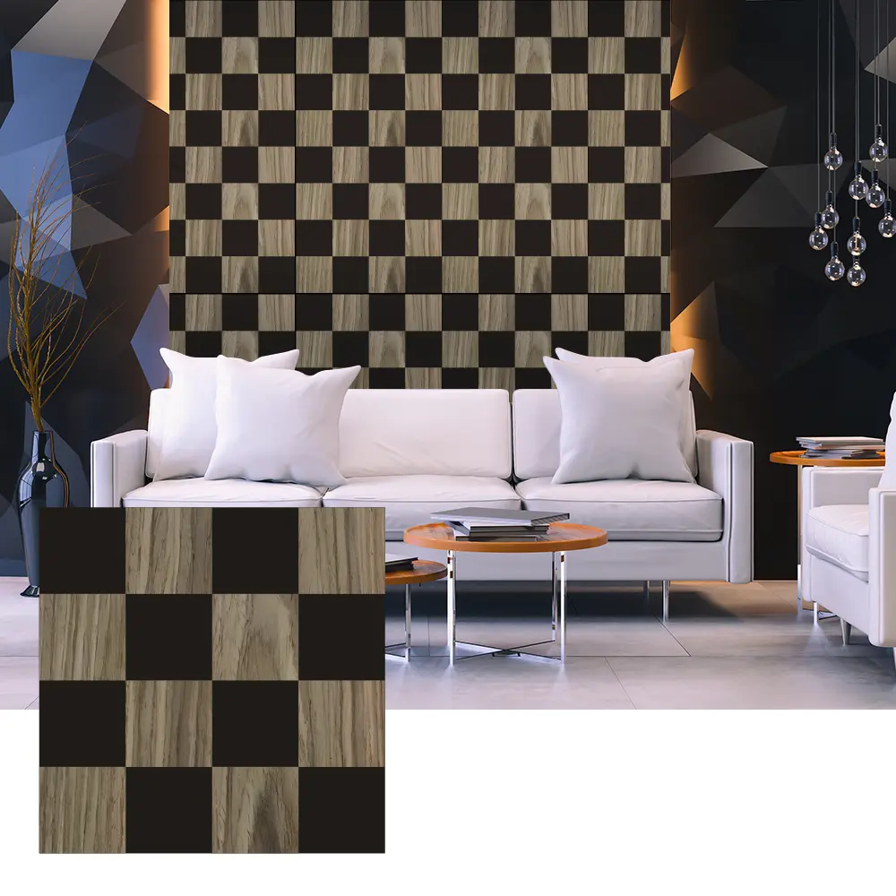 3D träfaner akustikpaneler för invändig väggdesign