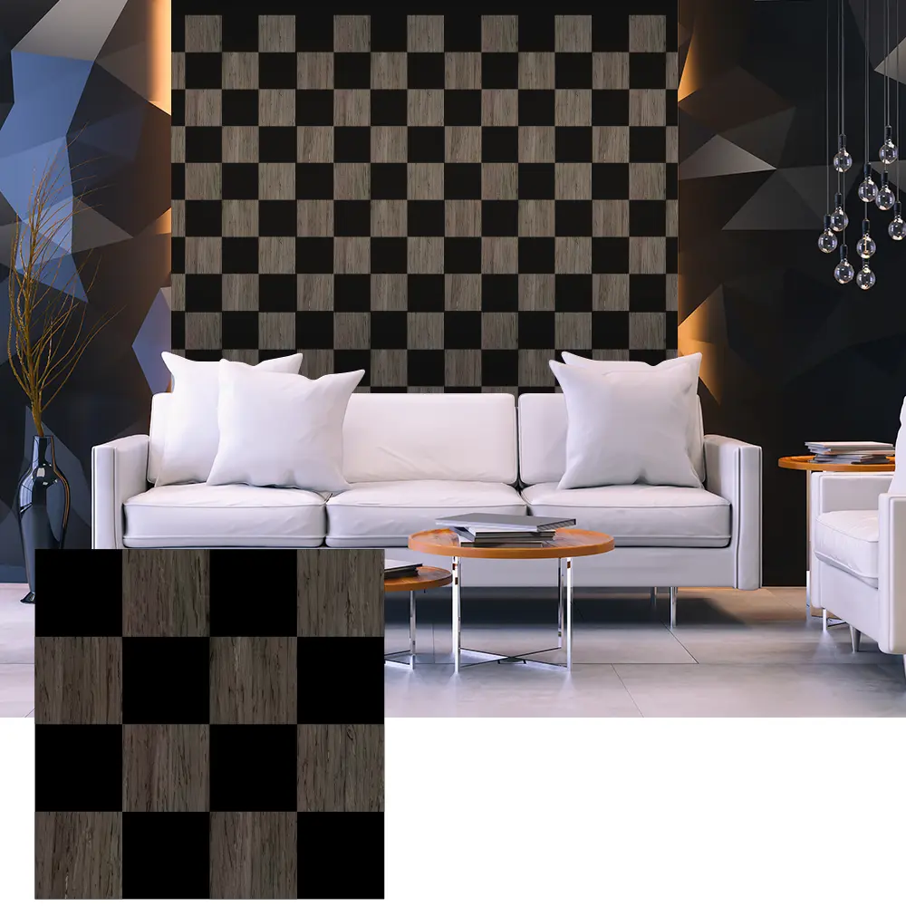 3D träfaner akustikpaneler för invändig väggdesign