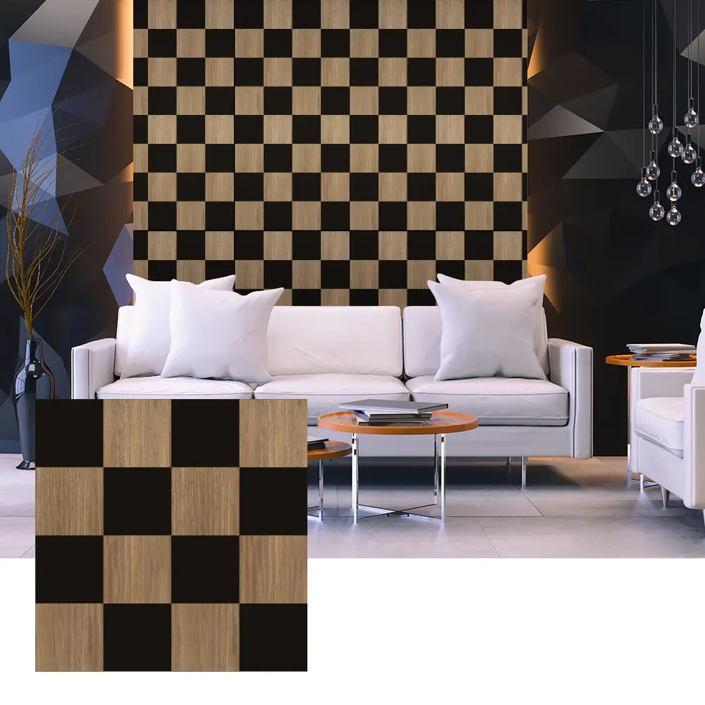 3D träfaner akustikpaneler för invändig väggdesign