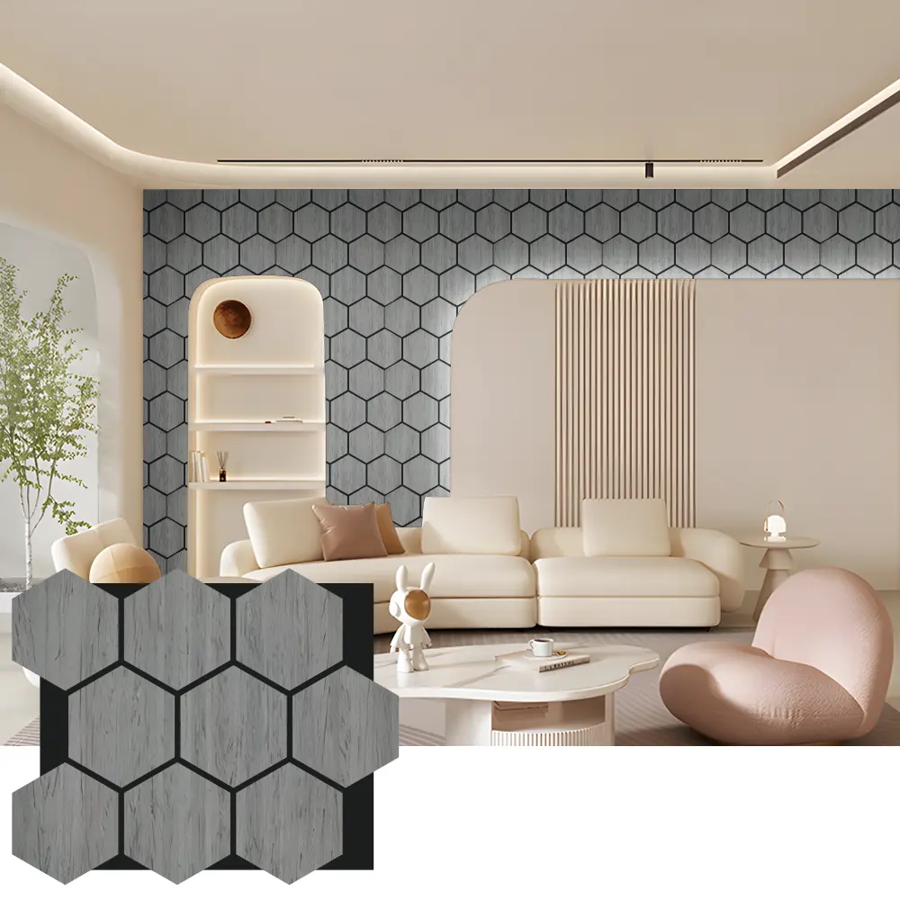 Hexagon akustiska träväggpaneler för inredning