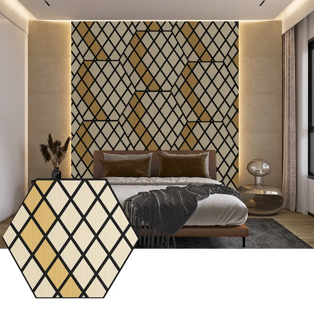 Hexagon PET akustikpaneler för modern väggdesign Hexagon PET akustikpaneler för modern väggdesign
