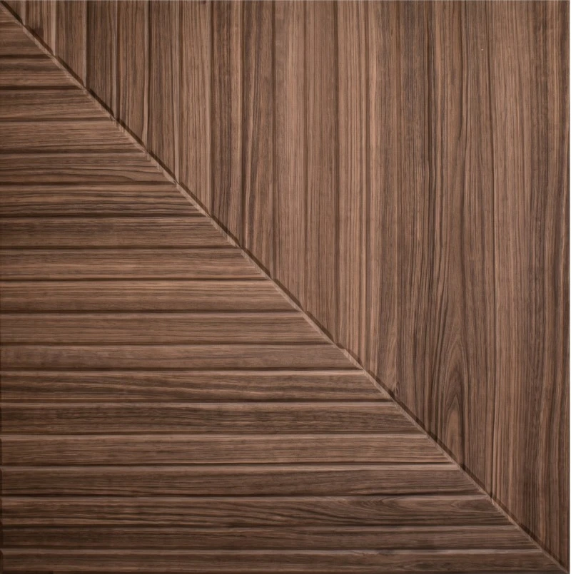 Wonear 3D UV-tryckt Räfflade PET Natural Walnut Panel Wonear 3D UV-tryckt Räfflade PET Natural Walnut Panel